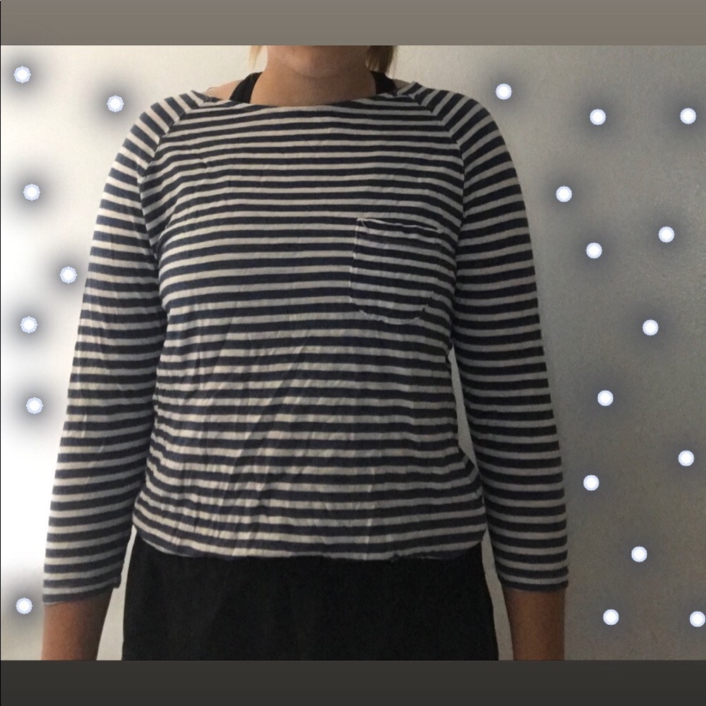 navy and white striped shirt